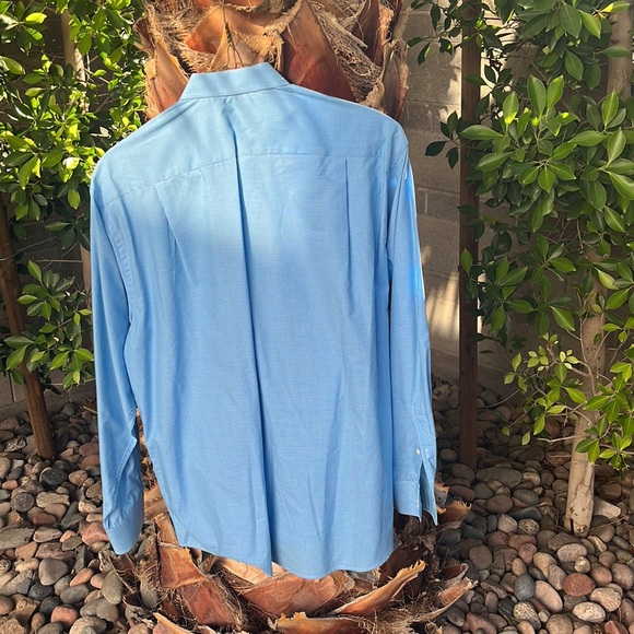 Eton Classic men’s 46/18 blue/white plaid dress shirt - Picture 5 of 6